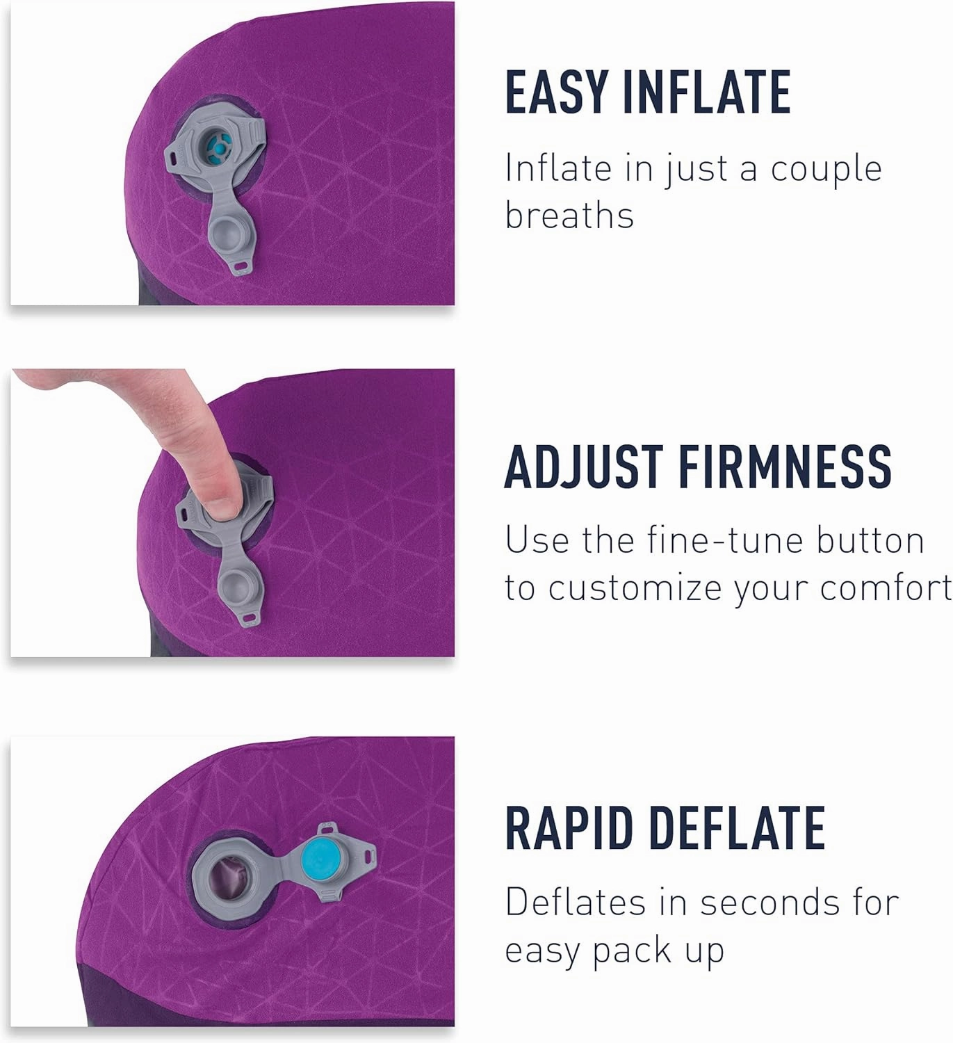 Sea to Summit Aeros Premium Traveller Inflatable Neck Pillow, Navy Blue