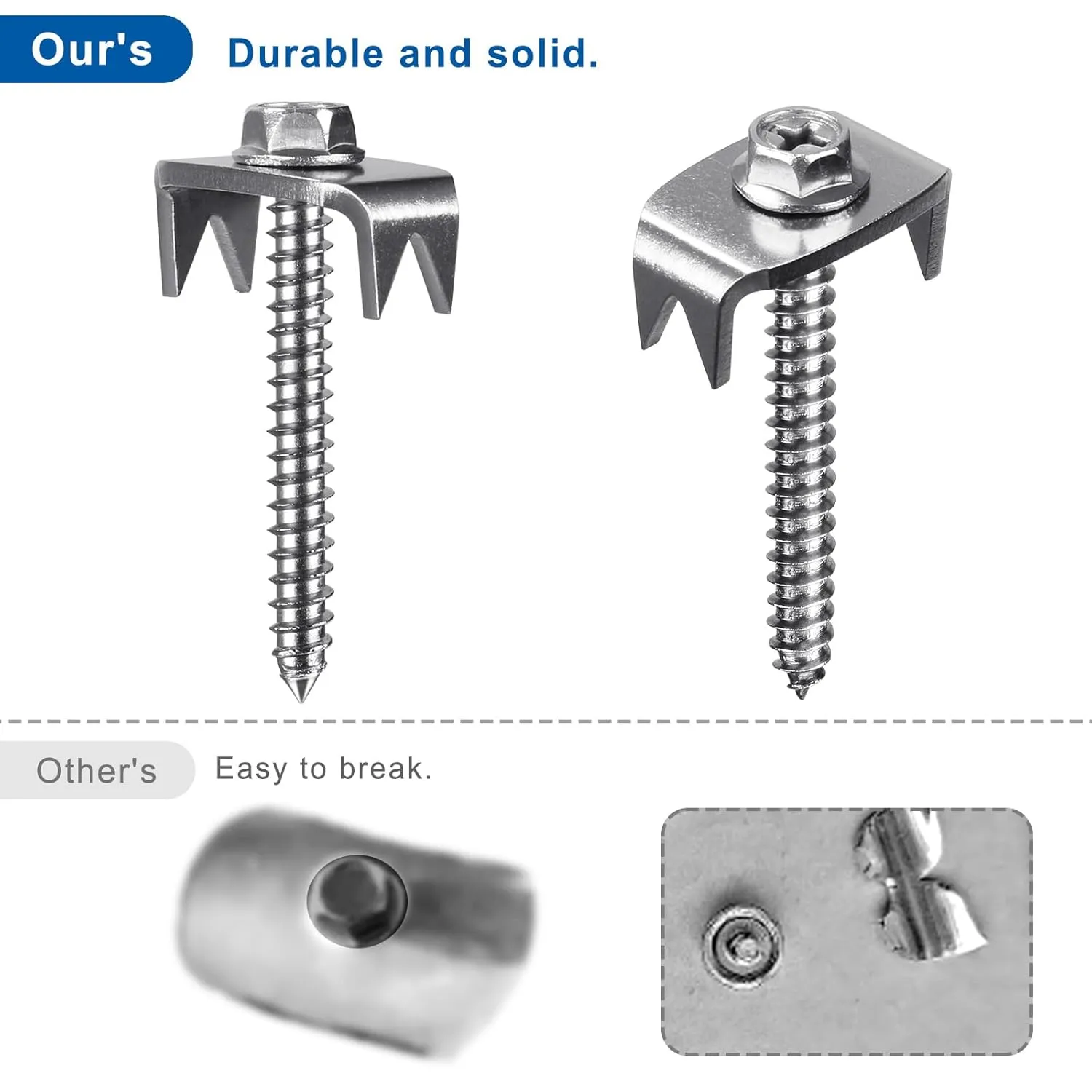 SELEWARE 50 Pcs Stainless Steel Fence Staples Fence Nails for Softwood Reusable Fence Nails for Wire Mesh & Woven Fencing, Fence Fasteners with Wire Fixer, Easy Install & Remove with Power Drill