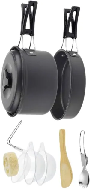 Set Portable Camping Cookware Camping Gadgets Person Outdoor Cookware Set for Hiking BBQ Accessories