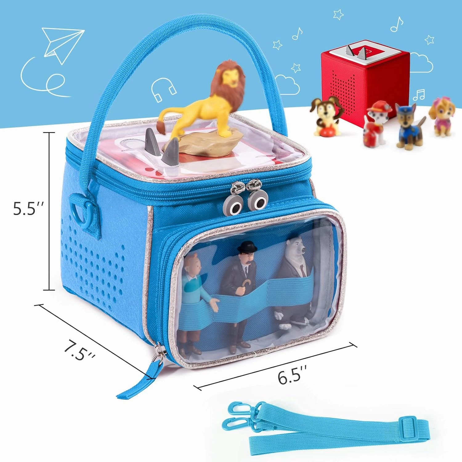 SFYBYHEART Carrying Case Compatible with Toniebox, Tonie Characters, Tonie Figures,Portable Bag for Audio Player Starter Set, Storage Travel Case for Tonie Box Starter Set,Charging Station(Case Only)