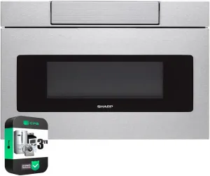 Sharp SMD2470ASY 24 in. 1.2 cu. ft. 950W Stainless Steel Microwave Drawer Oven Bundle with 3 YR CPS Enhanced Protection Pack