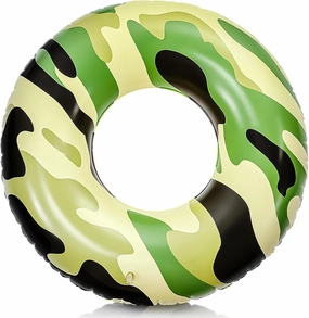 ShinyRelief Inflatable Camouflage Pool Floats 29.5inch Green and Brown Swimming Ring Pool Tube for Summer Beach Camo Birthday Party Supplies Favors Decorations