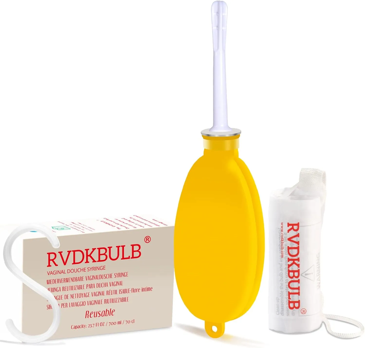 Silicone Douche Bag with Storage Bag, Pocket Size - Great for Travel, 24 Fl Oz Capacity, Yellow