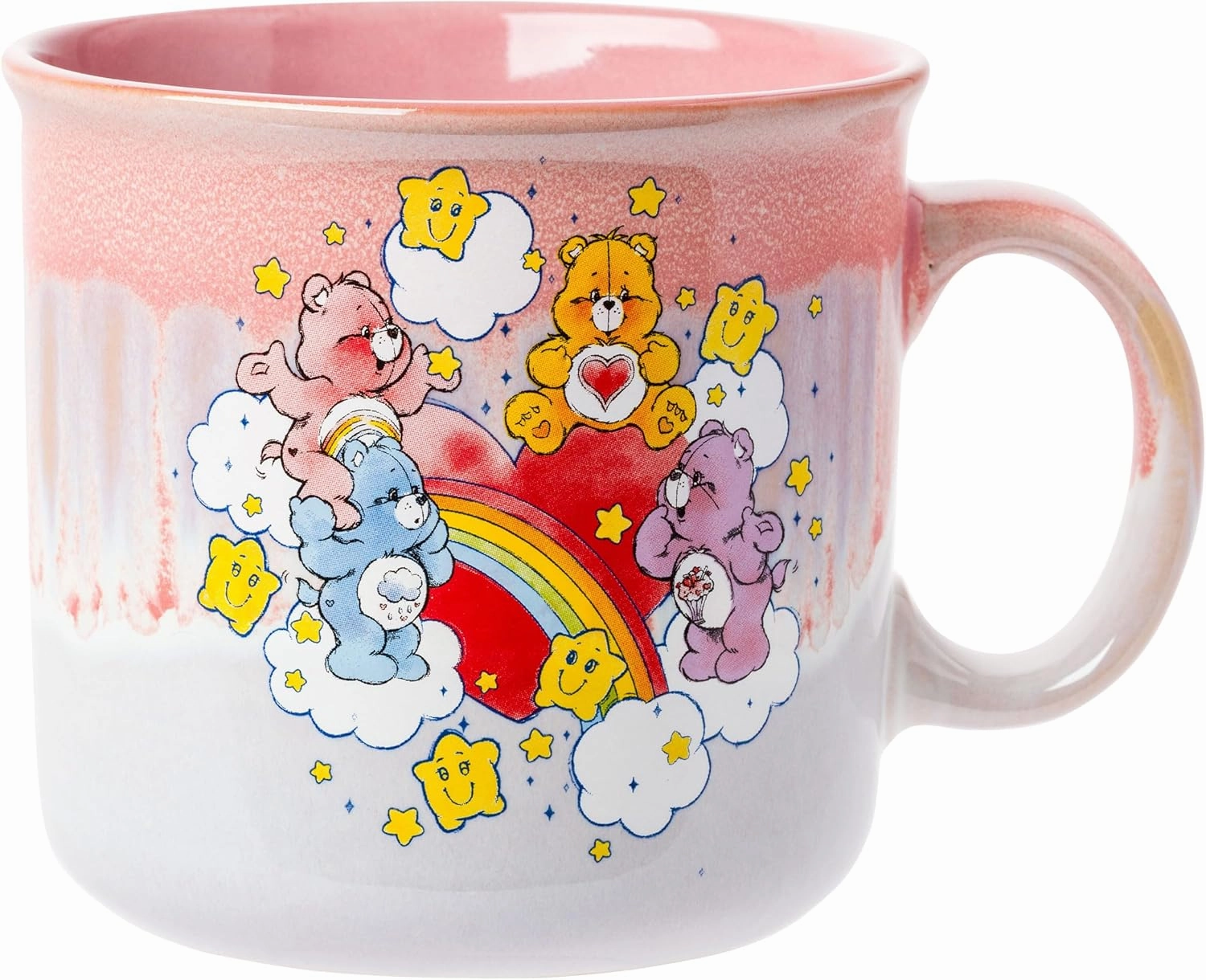 Silver Buffalo Care Bears Rainbow with Stars Reactive Glaze Ceramic Camper Mug Featuring Tenderheart, Cheer, Grumpy, and Share Bear, 20 Ounces