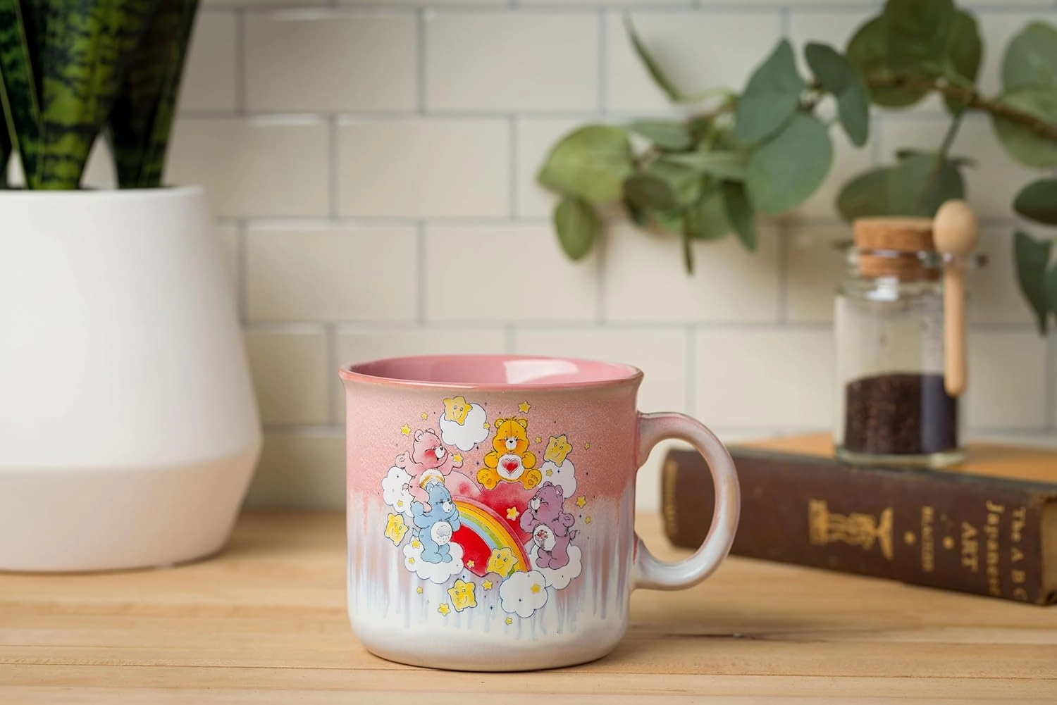 Silver Buffalo Care Bears Rainbow with Stars Reactive Glaze Ceramic Camper Mug Featuring Tenderheart, Cheer, Grumpy, and Share Bear, 20 Ounces