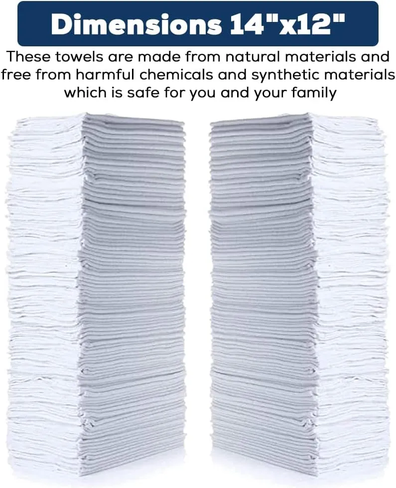 SIMPLI-MAGIC 79142 Shop Towels 14"x12", 150 Count (Pack of 1), Cotton, White
