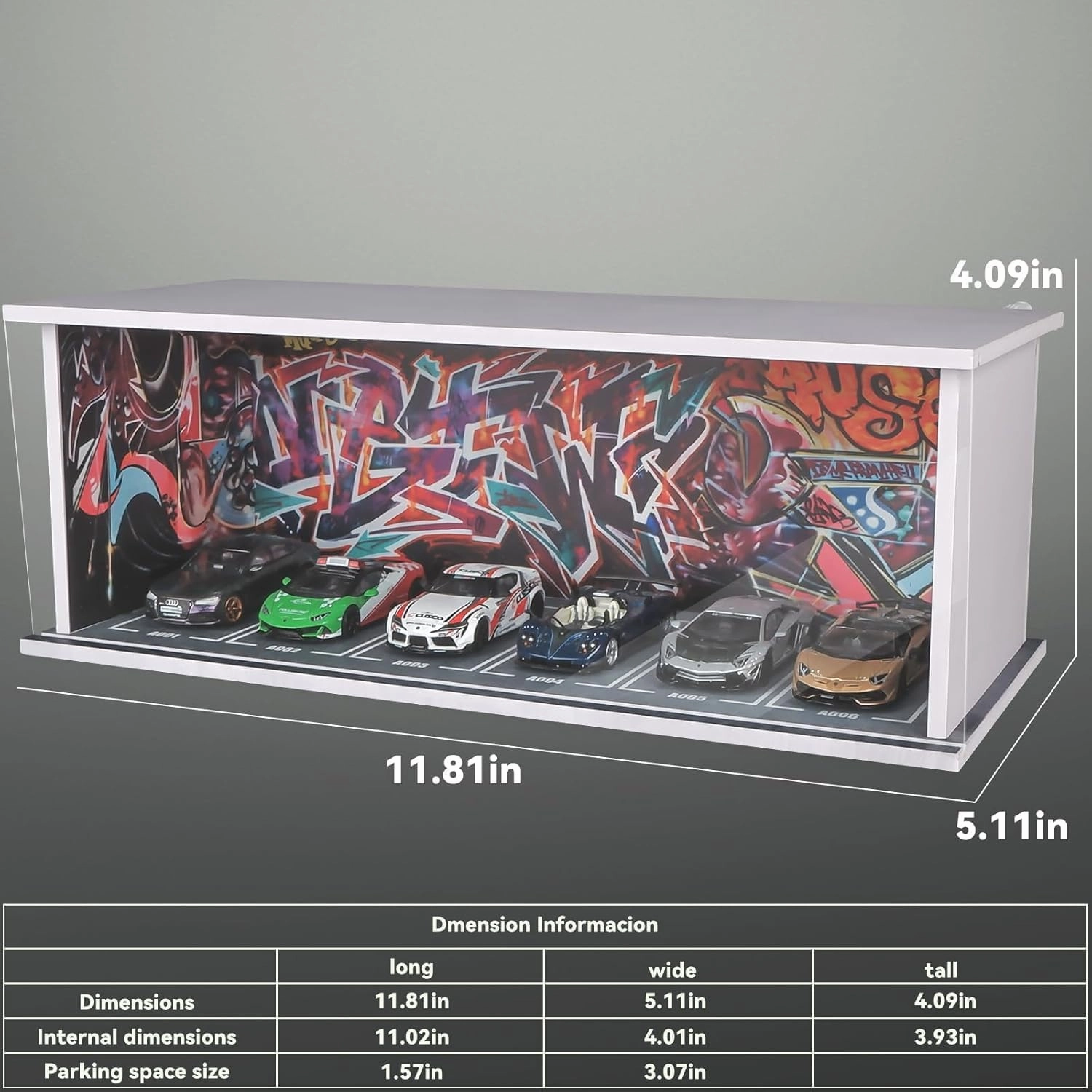 Single-Tier for hot Wheels Display Case - 6-Car 1:64 Scale Model Garage Diorama with Dustproof Cover, Compact Diecast Car Showcase for Collections, Tomica, Matchbox (Garage Five)