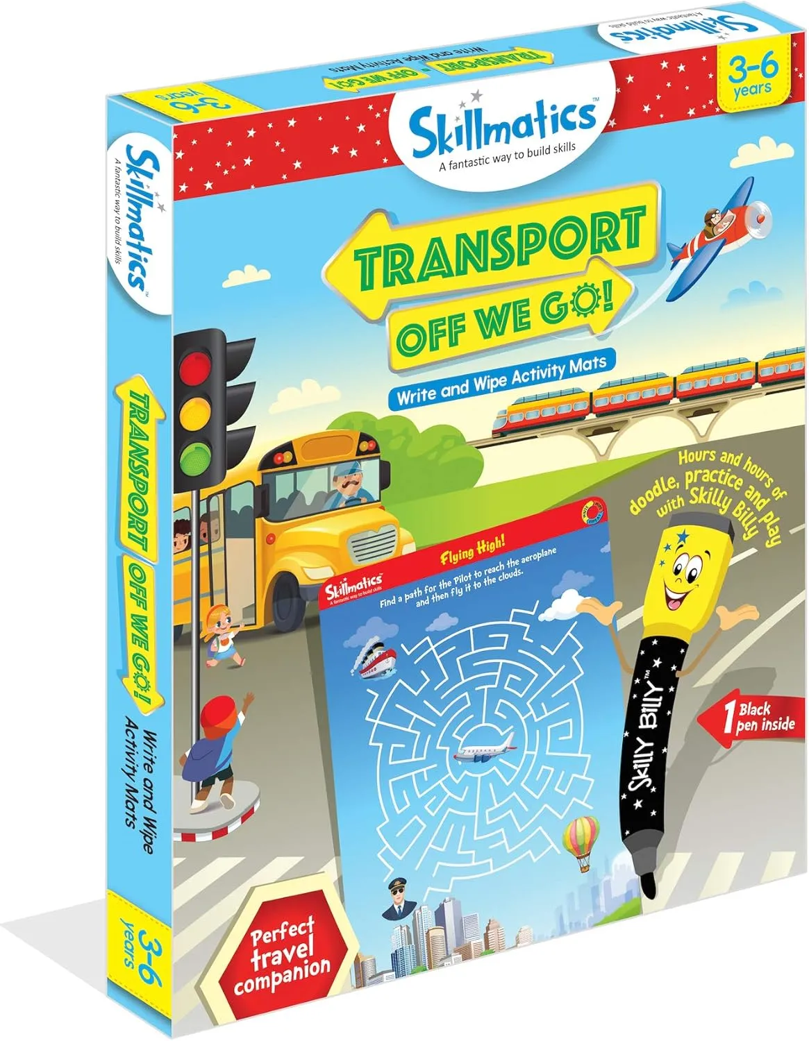 Skillmatics Educational Game - Transport Off We Go, Reusable Activity Mats with Dry Erase Marker, Gifts, Travel Toy, Ages 3 to 6