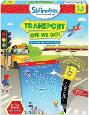 Skillmatics Educational Game - Transport Off We Go, Reusable Activity Mats with Dry Erase Marker, Gifts, Travel Toy, Ages 3 to 6