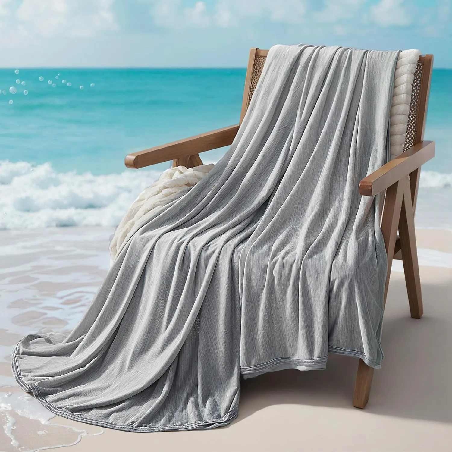 SLEEP ZONE Nanotex Cooling Blanket for Hot Sleepers, Summer Blanket Queen Size, Double-Sided Cold Blankets, Ultra-Cool Lightweight Breathable Blankets for Bed (Grey, 90''x90'')