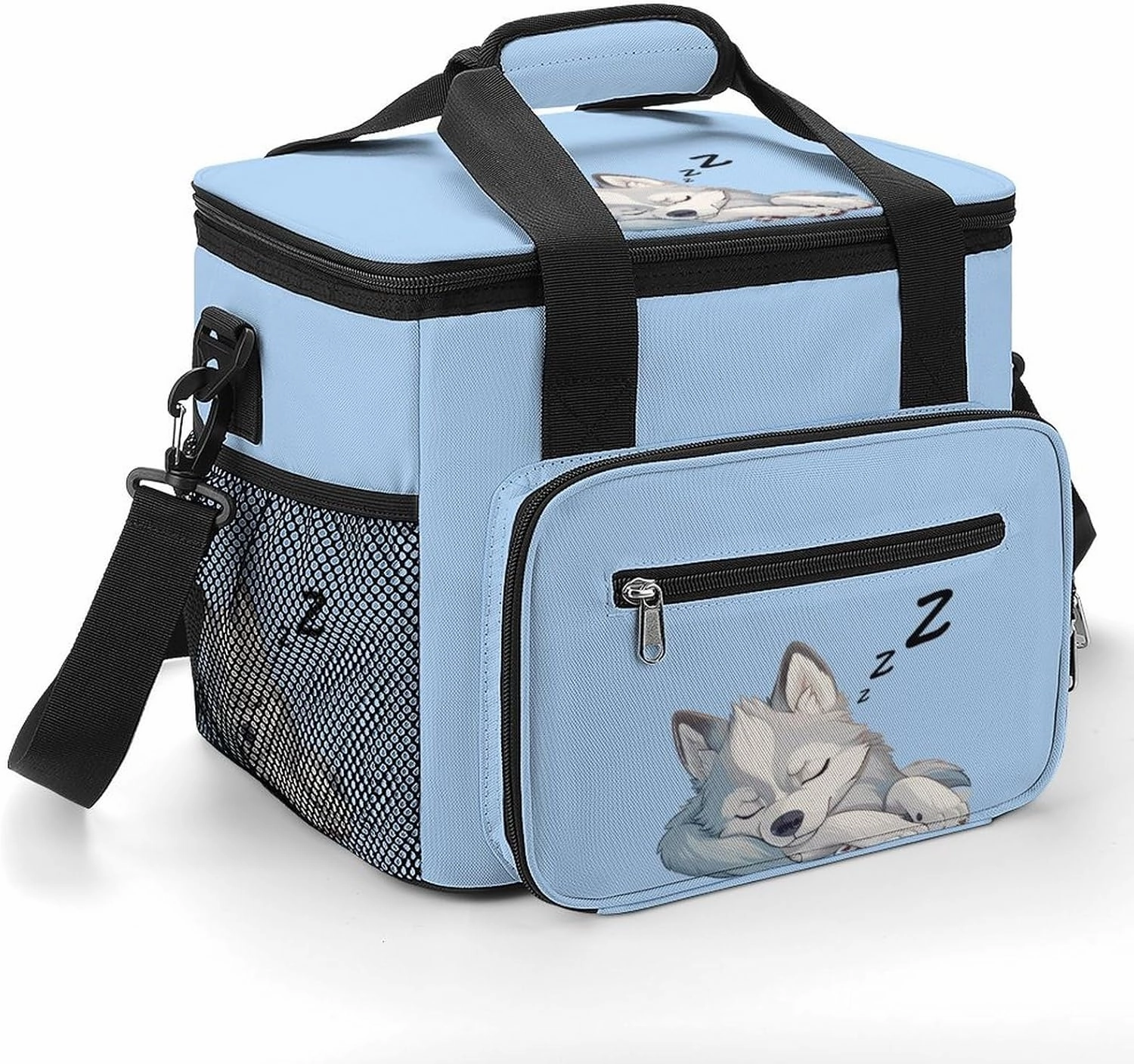 Sleeping Husky Dog Funny Cooler Bag Large Lunch Bag Car Cooler Insulated Thermal Bag Cooler Tote Bag for Travel Picnic Beach