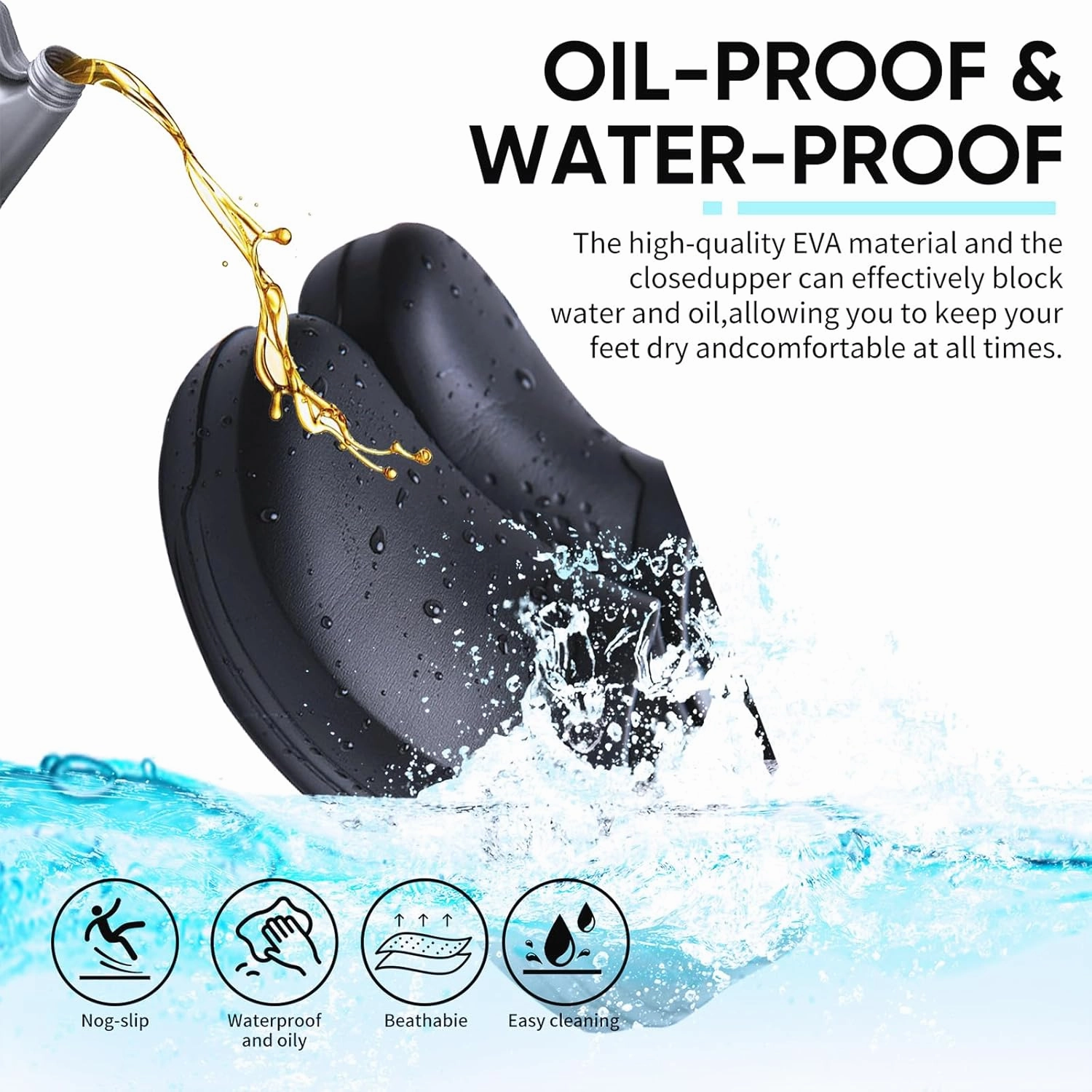 Slip Resistant Shoes for Kitchen/Chef/Garden/Nurse Non Slip Work Shoes for Men & Women Durable & Comfortable Black Clogs for Professional Safety(6-11Men/8-12.5Women)