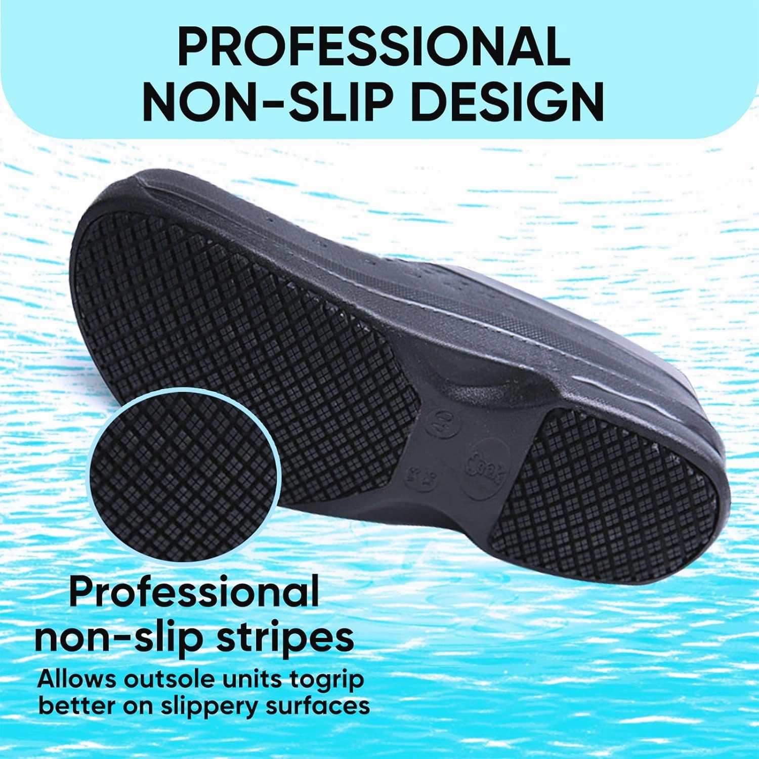 Slip Resistant Shoes for Kitchen/Chef/Garden/Nurse Non Slip Work Shoes for Men & Women Durable & Comfortable Black Clogs for Professional Safety(6-11Men/8-12.5Women)