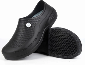 Slip Resistant Work Shoes for Men's and Women's Kitchen/Chef/Garden/Nurse Shoes Black Non Slip Clogs(7.5-11.5Men/8.5-12.5Women)