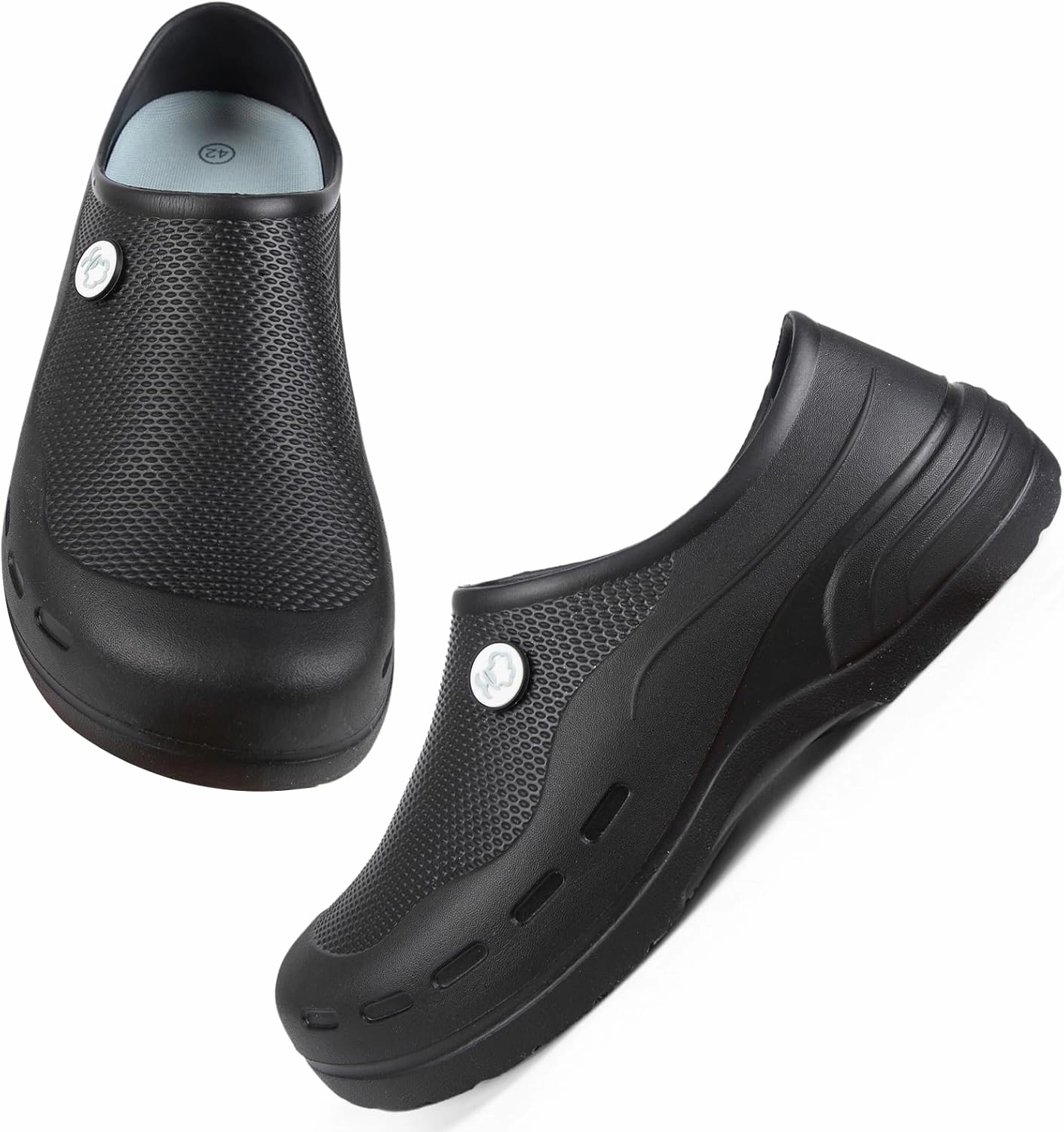 Slip Resistant Work Shoes for Men's and Women's Kitchen/Chef/Garden/Nurse Shoes Black Non Slip Clogs(7.5-11.5Men/8.5-12.5Women)