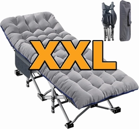 Slsy Oversized XXL Folding Bed Cot with 3.3 Inch 2 Sided Mattress, 32'' Wide Folding Camping Cots with Carry Bag, XXL Folding Sleeping Cot Guest Bed