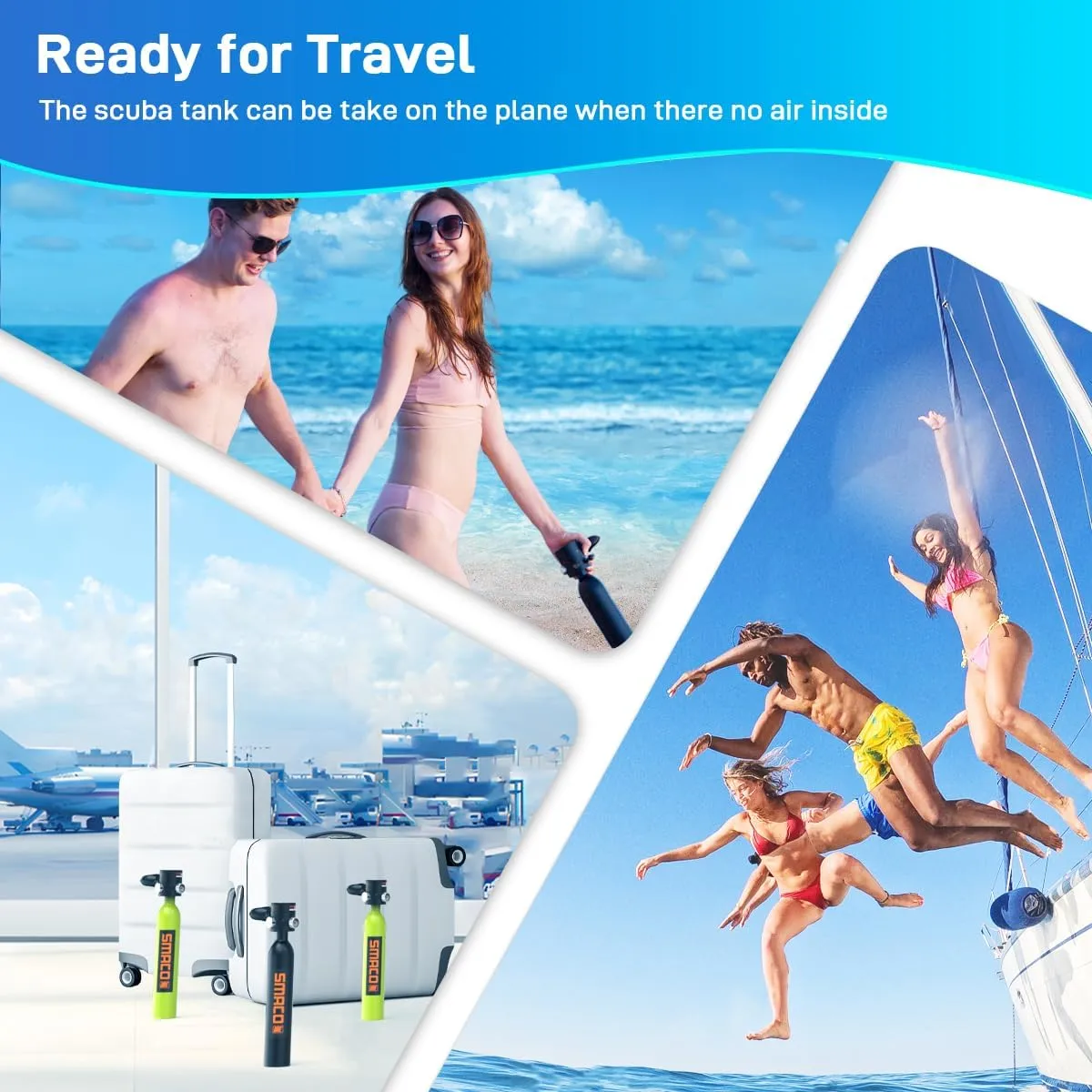 SMACO S300 Plus Mini Scuba Tank 0.5L - Reusable Portable Diving Tank & Emergency Pony Bottle up to 10-Minute Air Supply Underwater Breathing Device Freediving DOT-Certified Air Cylinder