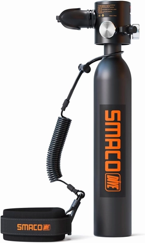 SMACO S300 Plus Mini Scuba Tank 0.5L Portable Mini Diving Tank Reusable Pony Bottle up to 10 Minutes Dive Time Backup Diving Air Tank Kit Oxygen Cylinder for Underwater Exploration Rescue