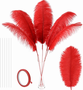 Soarer Red Ostrich Feathers for Vase - 10Pcs Making Kit 34inch Extra Large Ostrich Feathers Long for Tall Vase,Floral Arrangement,Theme Party Centerpieces and Wedding Home Decoration(Red)