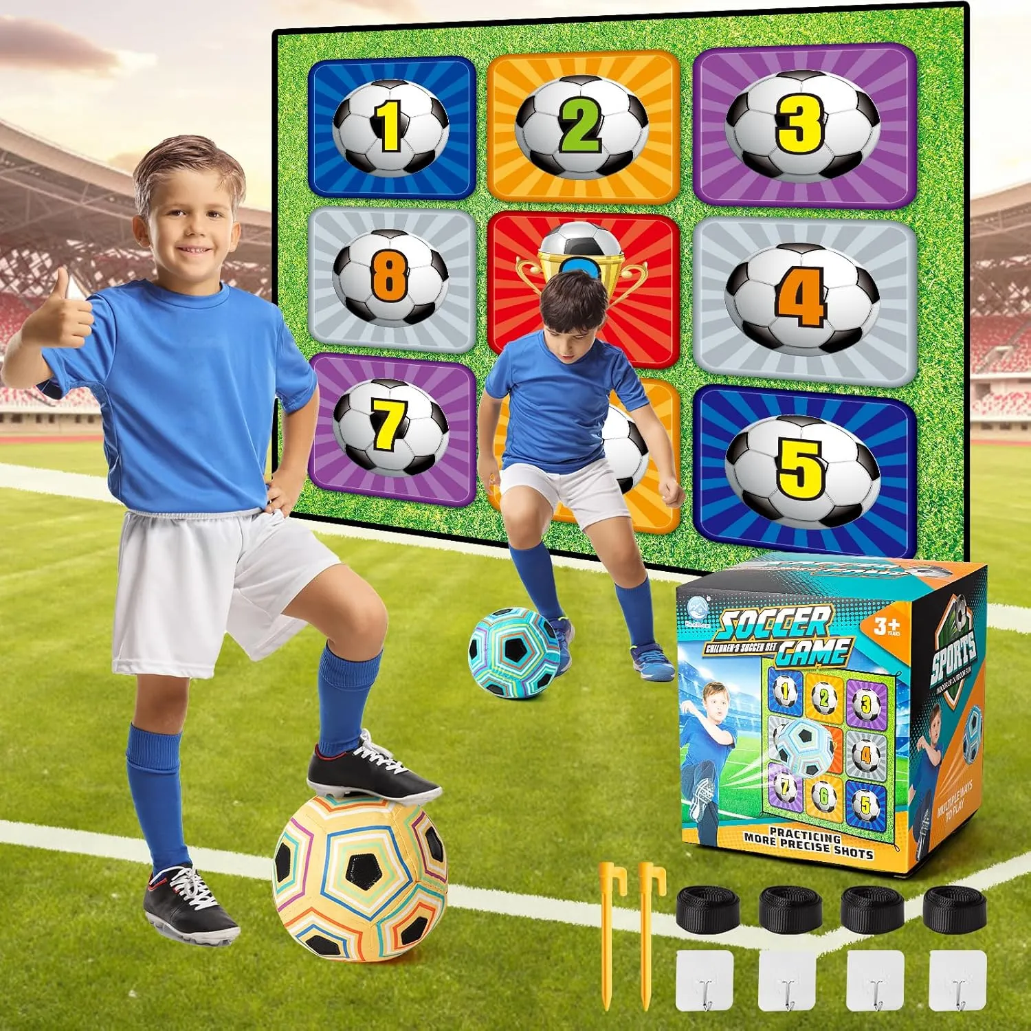 Soccer Balls Game, Indoor Toys Set for Toddlers Kids, Soccer Goal Game with Velcro Balls for Boy, Outdoor Backyard Game for Kid, 3 4 5 6 7 8 Year Old Boy Birthday Gift Ideas