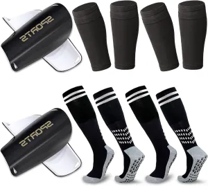 Soccer Shin Guards & Shin Sleeves for Kids with Grip Soccer Socks, Shin Pads for Boys & Girls Soccer Games Protection Gears