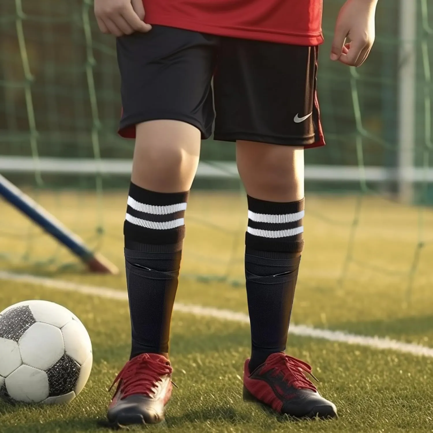 Soccer Shin Guards & Shin Sleeves for Kids with Grip Soccer Socks, Shin Pads for Boys & Girls Soccer Games Protection Gears