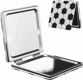 Soccer Football Black White Women Small Pocket Makeup Mirror Compact Portable Folding Handheld Makeup Mirror