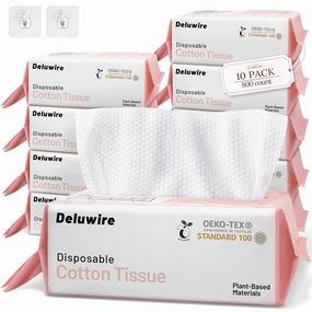 Soft Dry Wipe 10 Pack, Face Tissues, Lint Free Facial Cleansing Towels Disposable, Extra Thick Dry and Wet Use for Sensitive Skin, Makeup Removing, Surface Cleaning (800 Count)