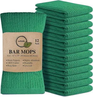 Softolle Kitchen Towels - Pack of 12, 16x19 Inches - 100% Cotton White, Super Absorbent Multi-Purpose Towels for Home, Kitchen and Bar Cleaning (Dark Green)