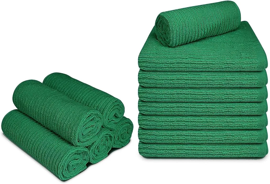 Softolle Kitchen Towels - Pack of 12, 16x19 Inches - 100% Cotton White, Super Absorbent Multi-Purpose Towels for Home, Kitchen and Bar Cleaning (Dark Green)