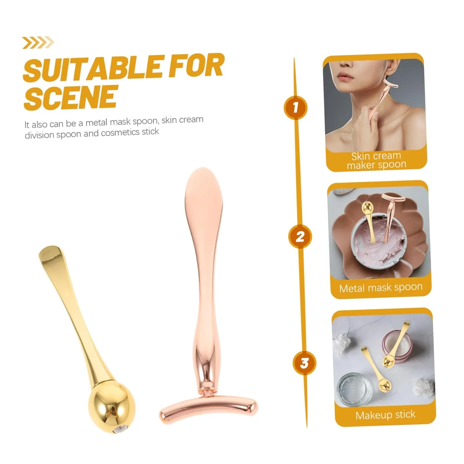 SOIMISS Eye Massage Stick Set Beauty Tools for Women Facial Mask Spoon Double-end Roller Easy to Use