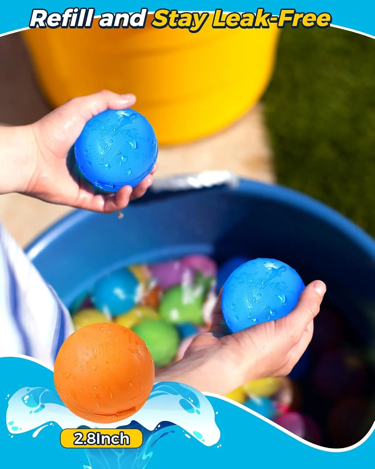 SOPPYCID Reusable Water balloons, Summer Toy Water Toy for Boys and Girls, Pool Beach Toys for Kids ages 3-12, Outdoor Activities Water Toys Self Sealing Water Splash Ball for Fun (6Pack)