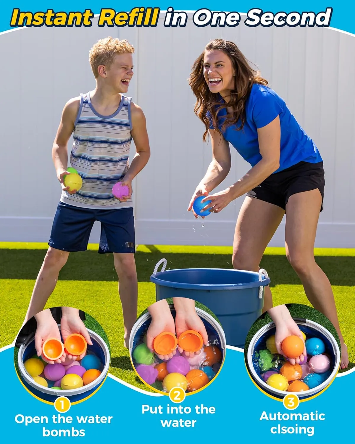 SOPPYCID Reusable Water balloons, Summer Toy Water Toy for Boys and Girls, Pool Beach Toys for Kids ages 3-12, Outdoor Activities Water Toys Self Sealing Water Splash Ball for Fun (6Pack)