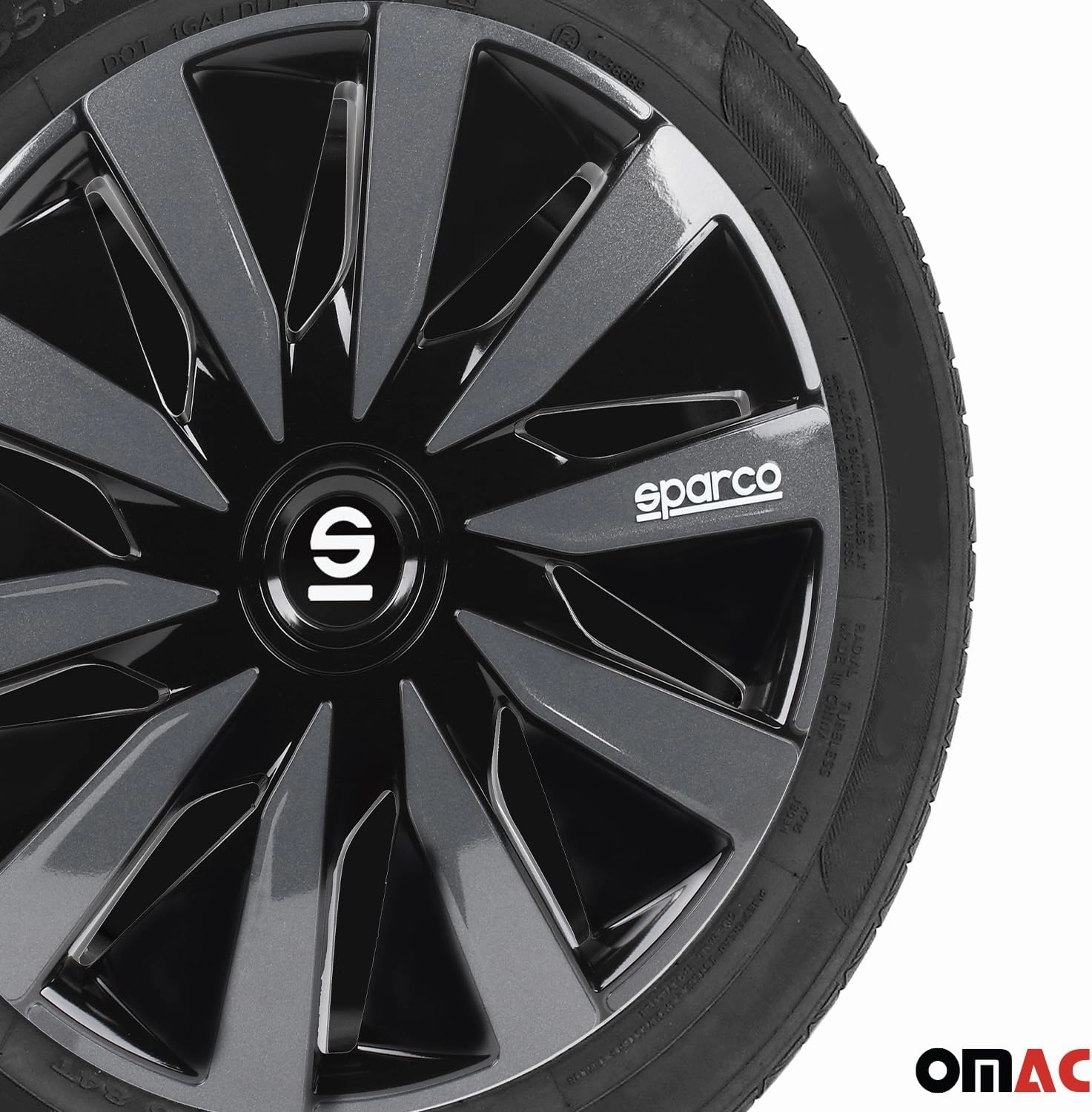 Sparco SPC1691BKGR 16-inch Lazio Wheel Covers Black/Grey