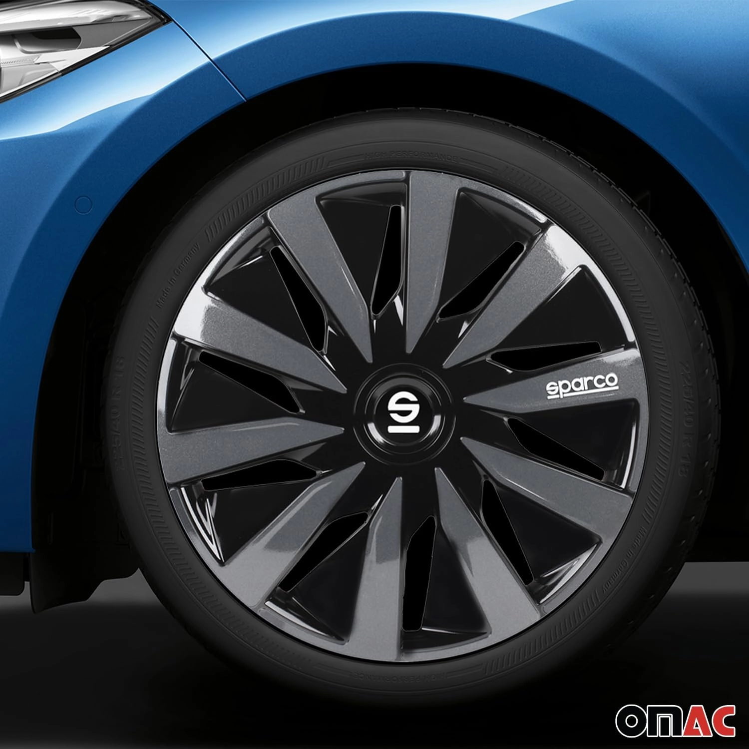 Sparco SPC1691BKGR 16-inch Lazio Wheel Covers Black/Grey