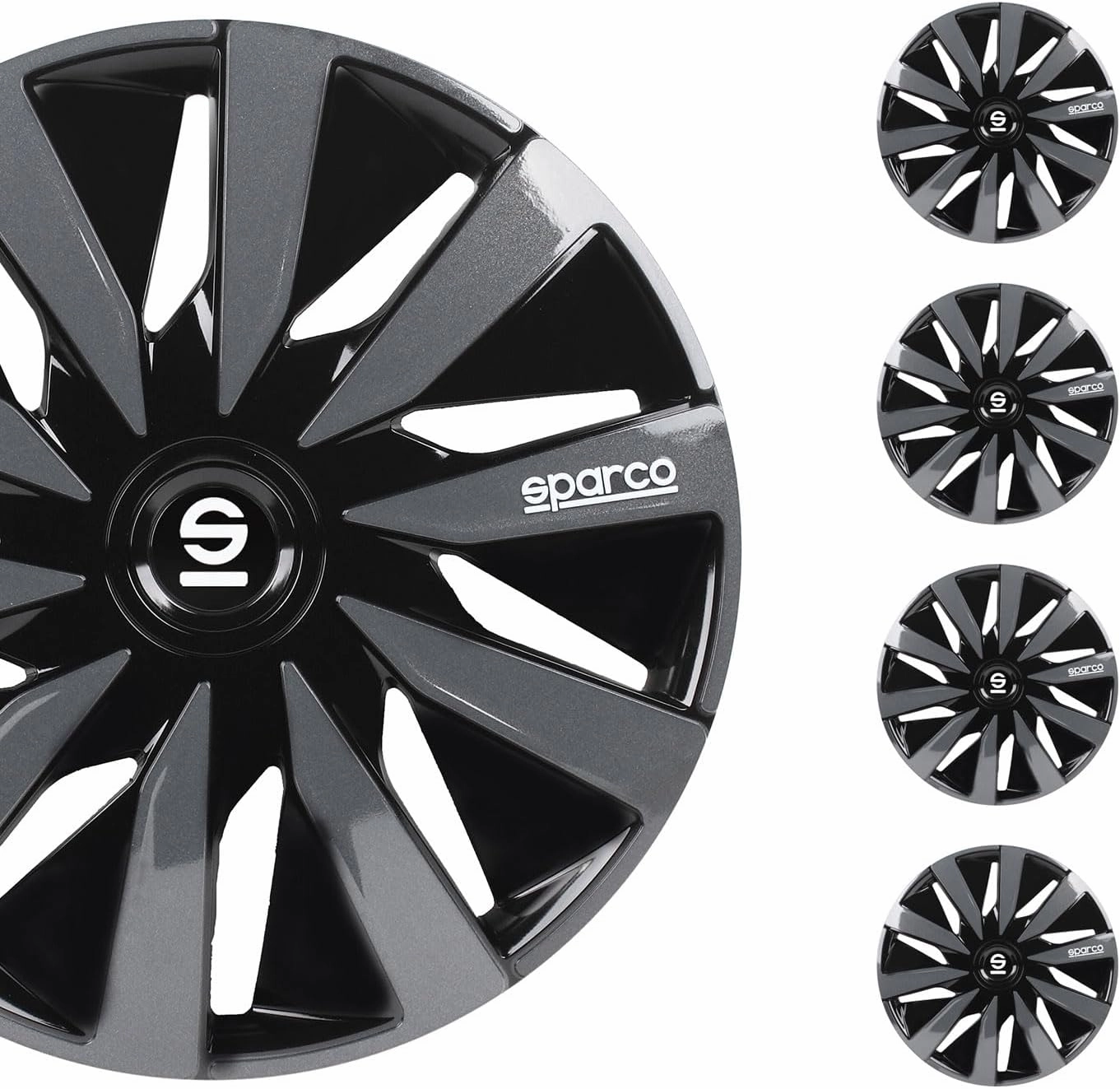 Sparco SPC1691BKGR 16-inch Lazio Wheel Covers Black/Grey