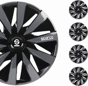 Sparco SPC1691BKGR 16-inch Lazio Wheel Covers Black/Grey