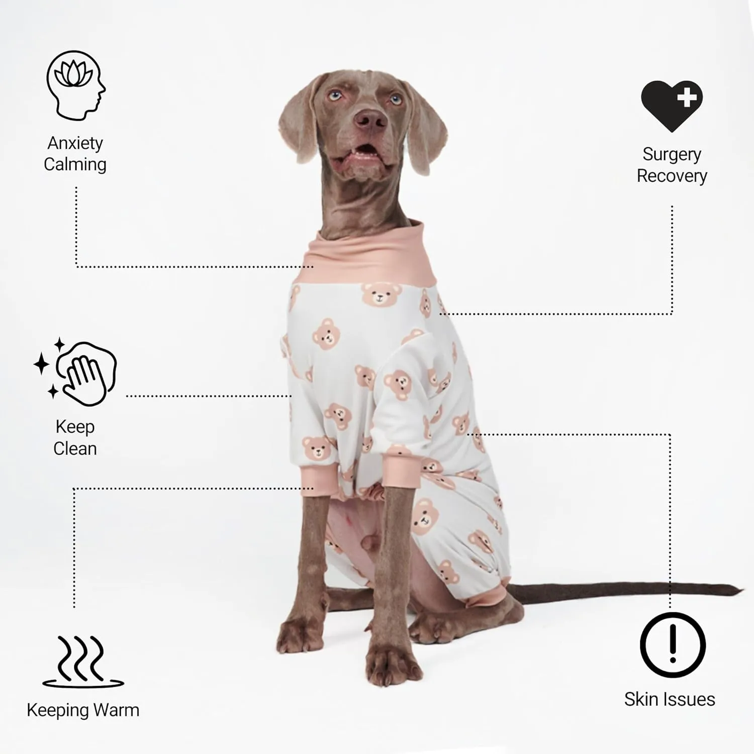 Spark Paws Dog Pajama, Ultra-Soft and 4-Way Stretch, Recovery-Suit PJ Onesie for Small, Medium and Large Breeds - Bear Beige - XL