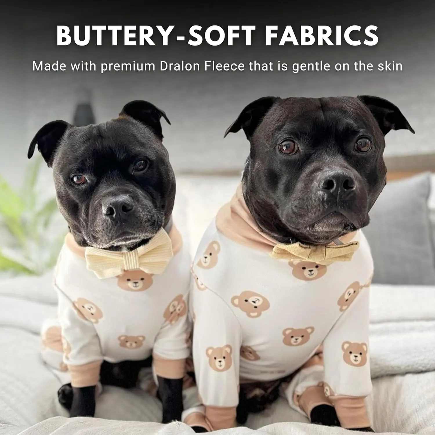 Spark Paws Dog Pajama, Ultra-Soft and 4-Way Stretch, Recovery-Suit PJ Onesie for Small, Medium and Large Breeds - Bear Beige - XL