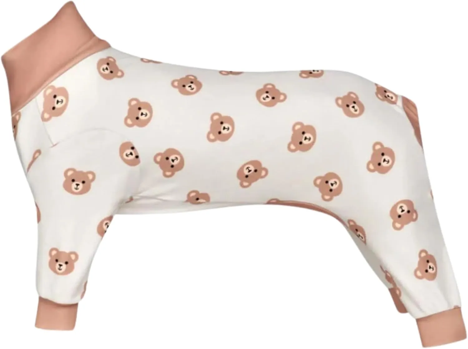 Spark Paws Dog Pajama, Ultra-Soft and 4-Way Stretch, Recovery-Suit PJ Onesie for Small, Medium and Large Breeds - Bear Beige - XL