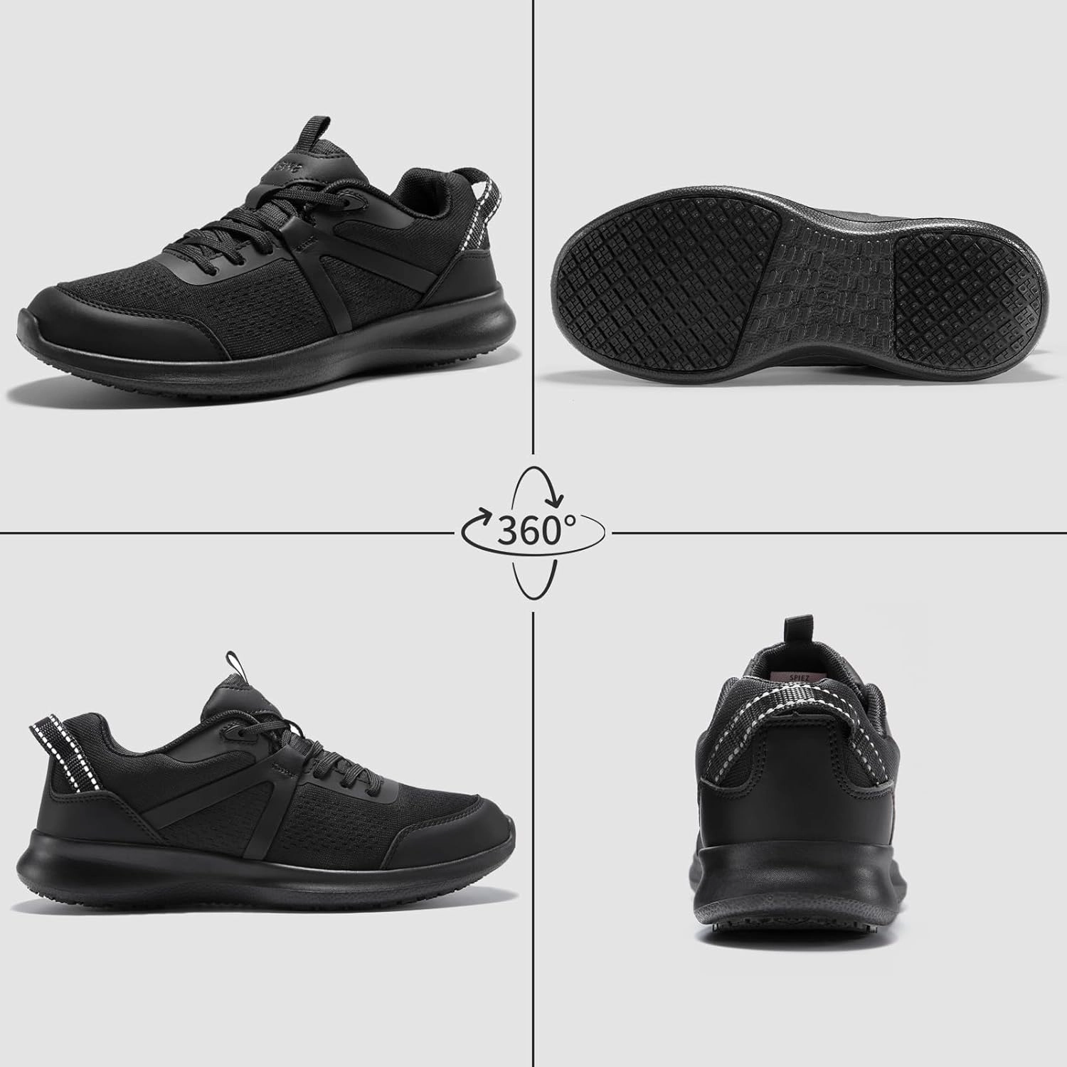 SPIEZ Women‘s Non Slip Work Shoes, Lightweight Zapatos Antideslizantes para Mujer, Slip Resistant Food Service Shoes for Restaurant, Kitchen, Hospital, Nurse with SRC Certified