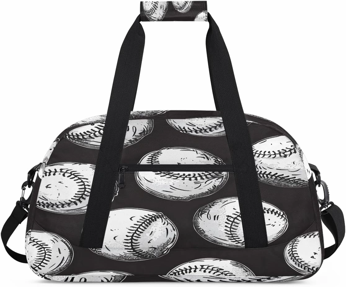 Sports Pattern Kids Overnighter Duffel Bags for Boys, Carry-On Size Sports Gym Bag with Front Zipper Pocket for School Practice or Overnight Travel Weekender Sleepover Tote Bag