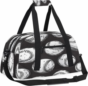 Sports Pattern Kids Overnighter Duffel Bags for Boys, Carry-On Size Sports Gym Bag with Front Zipper Pocket for School Practice or Overnight Travel Weekender Sleepover Tote Bag