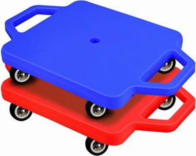Sports Scooter Board with Handles Sitting Scooter Board Colored Plastic Casters Sport Floor Scooter Board Gym Indoor Outdoor Activities Play Equipment