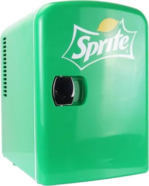 Sprite Mini Fridge - 8 Can Refrigerator for Bedroom Skincare Office, Portable Table Top Beverage Cooler, 12V 110V Refrigerador For Drinks, Soda, Wines, Breast Milk, Use In Car, Dorm, Outdoor, Patio