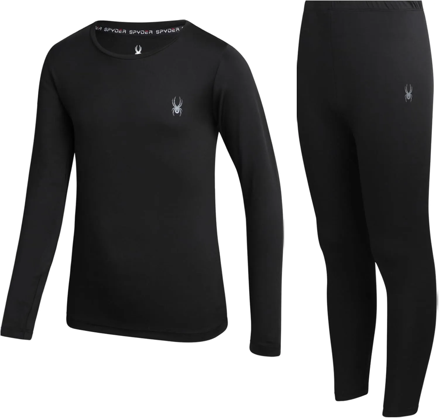 Spyder Kids Thermal Underwear Set - 2 Piece Brushed Back Fleece Lined Long Johns Base Layer Set for Boys and Girls (4-18)
