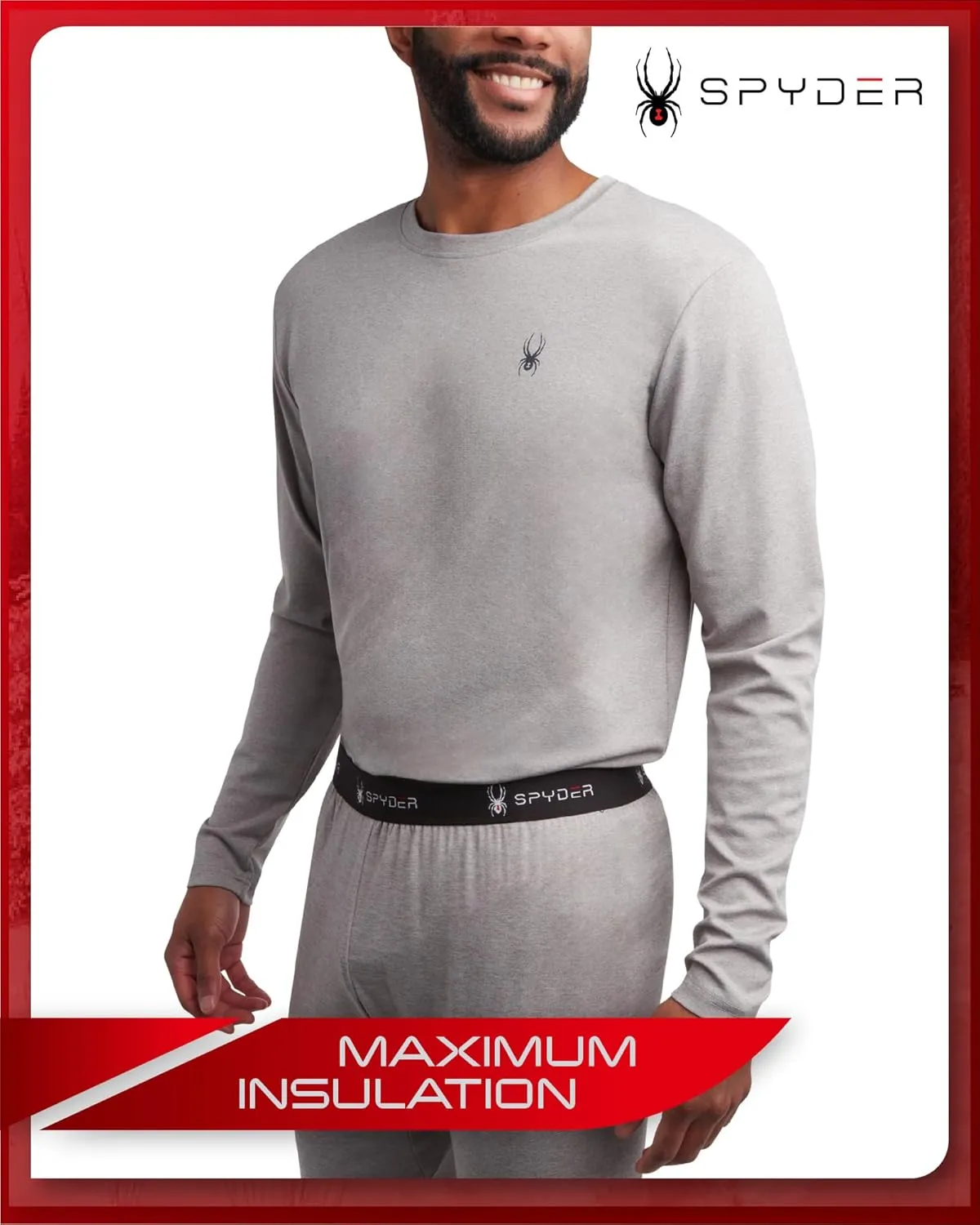 Spyder Men's Thermal Underwear Set - 2 Piece Brushed Back Fleece Lined Long Johns Base Layer Set for Men (Sizes: S-XL)
