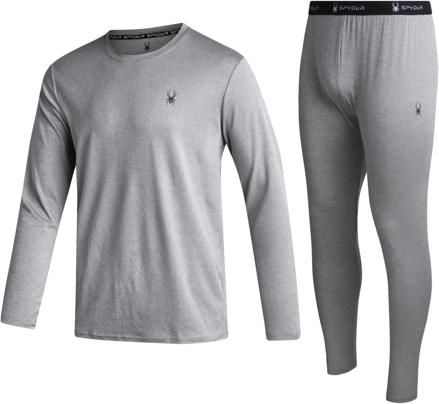 Spyder Men's Thermal Underwear Set - 2 Piece Brushed Back Fleece Lined Long Johns Base Layer Set for Men (Sizes: S-XL)