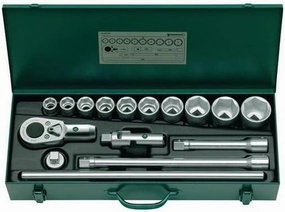 Stahlwille 96050104 3/4" (20mm) Socket Set, 16 Piece Set, Includes Sockets with Hexagon No. 55, Ratchet, Extensions, Flexible Head, Sliding Head, Bar Handle, High Performance Quality, Made in Germany