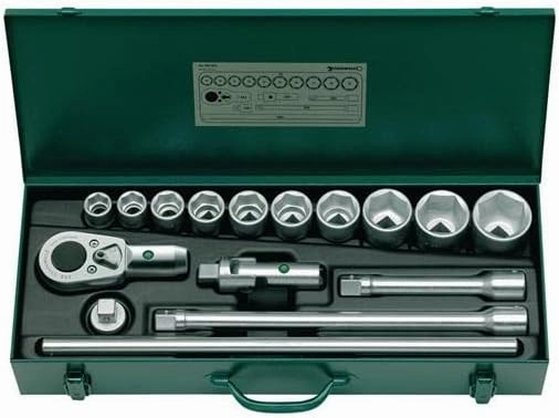Stahlwille 96050104 3/4" (20mm) Socket Set, 16 Piece Set, Includes Sockets with Hexagon No. 55, Ratchet, Extensions, Flexible Head, Sliding Head, Bar Handle, High Performance Quality, Made in Germany